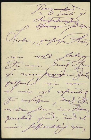 Brief von Clara Schumann an Ella von Lang