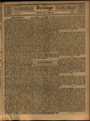Zweite Ausgabe vom Sonntag, den 03. September 1922.