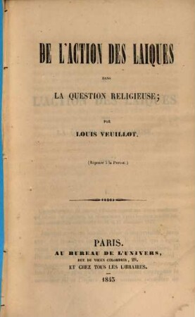 De l'Action des Laiques dans Question Religieuse