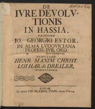 De Iure Devolutionis In Hassia
