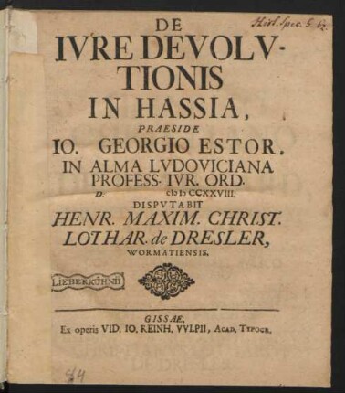 De Iure Devolutionis In Hassia