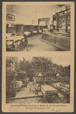 Ansichtskarte Restaurant "Ernst Reckleben", Hasenheide 6