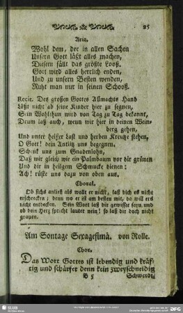 Am Sontage Sexagesimä