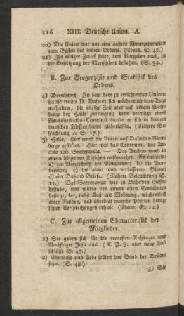 C. Zur allgemeinen Characteristik der Mitglieder.