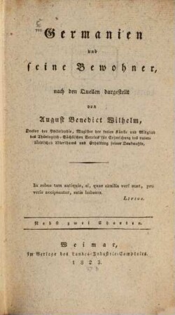 Germanien und seine Bewohner : Nebst 2 Charten