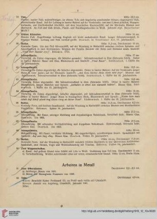 Arbeiten in Metall, Plastische Arbeiten (Nr. 91-141)