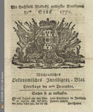 50tes Stueck, Dienstags den 11ten December 1770