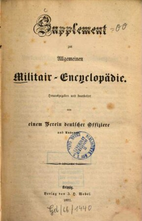 Allgemeine Militair-Encyclopädie. [11], Supplement