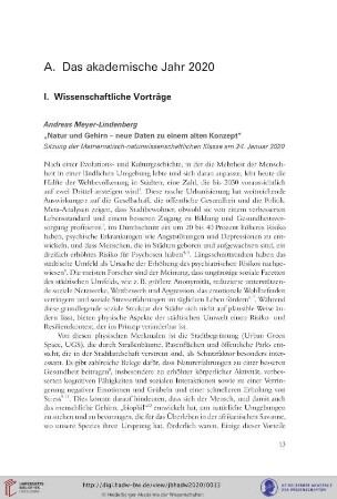 A. Das akademische Jahr 2020