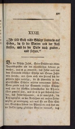391-403, XXXII. Vom Sammeln irdischer Schätze