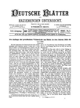 Die Anfänge der preußischen Volksschule am Rhein in den Jahren 1814-16 : (Fortsetzung)