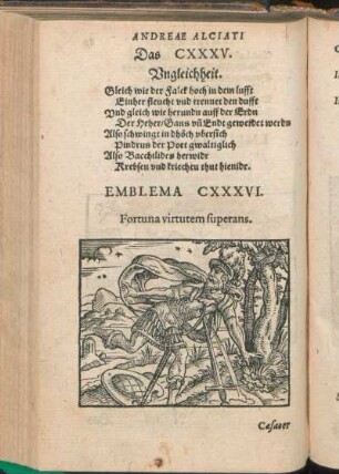 Emblema CXXXVI. Fortuna virtutem superans.