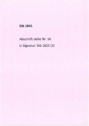 Stb 1841, Abschrift Nr. 16