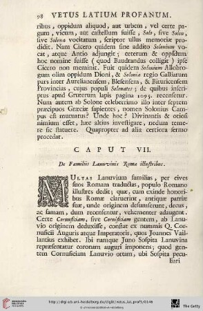 Caput VII: De Familiis Lanuvinis Romae illustribus