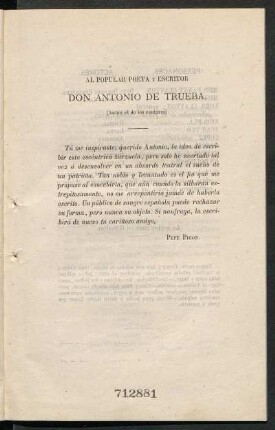 [Dedicatoria] A Don Antonio de Trueba