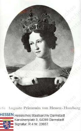 Maria Anna Prinzessin v. Preußen geb. Prinzessin v. Hessen-Homburg (1785-1846) / Porträt, vor Landschaftshintergrund, mit Krone, in Oval, Brustbild