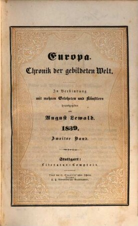 A. Lewald's Europa : Chronik der gebildeten Welt. 1839,2