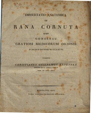 Diss. anat. de rana cornuta