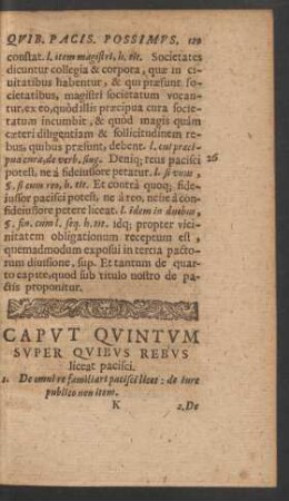 Caput Quintum Super Quibus Rebus liceat pacisci.