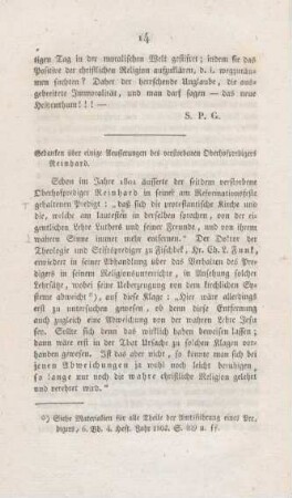 14-31 Gedanken über einige Aeusserungen des verstorbenen Oberhofpredigers Reinhard