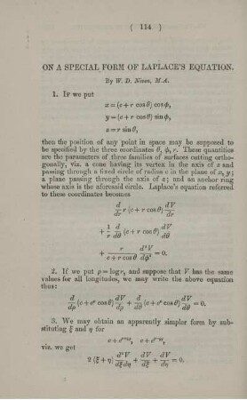 On a special form of Laplace's equation.