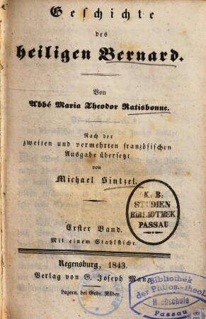 Geschichte des heiligen Bernard, 1