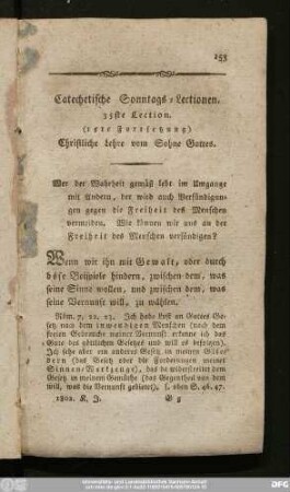 35ste Lection. (15te Fortsetzung) Christliche Lehre vom Sohne Gottes.