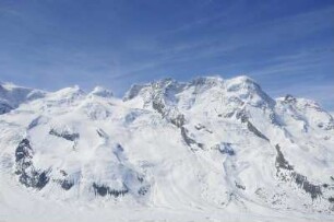 Zermatt - Berggipfel : Blick vom 3089 m hohen Gornergrat auf die umliegenden über 4000 m hohen Berggipfel. Aufgenommen am 17. Mai 2010 bei Zermatt