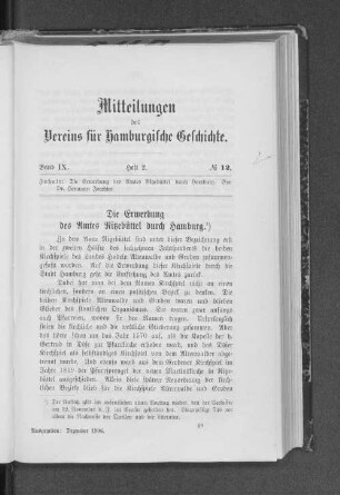 Die Erwerbung des Amtes Ritzebüttel durch Hamburg.
