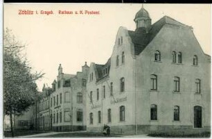 Zöblitz. Rathaus und Postamt