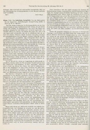 443-445 [Rezension] Büsser, Fritz, Das katholische Zwinglibild