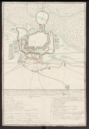 Temeswar [heute: Timisoara]: Illuminierter Plan der Stadt und des Schlosses Temeswar bei der Belagerung und Einnahme durch die kaiserliche Armee unter dem Kommando des Prinzen Eugen von Savoyen