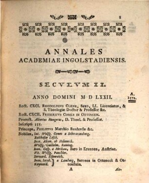 Annales Ingolstadiensis Academiae, Pars II. Ab Anno 1572. Ad Annvm 1672.