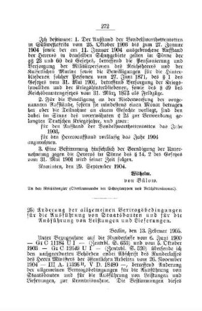 Änderung der allgemeinen Vertragsbedingungen für die Ausführung von Staatsbauten und für die Ausführung von Leistungen und Lieferungen : [A. Behörden und Beamte]