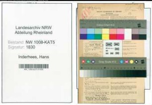 Entnazifizierung Hans Inderhees , geb. 26.11.1920 (Verw.Angestellter)