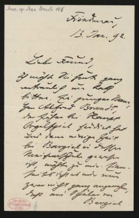 Brief an Philipp Spitta : 13.01.1892