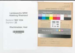 Entnazifizierung Axel Von Wachtmeister , geb. 05.09.1869 (Oberst)