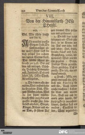 VIII. Von der Himmelfarth Jesu Christi.
