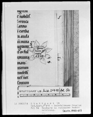 Orosius, Historiarum libri septem adversos paganos — Gerahmte Randnoten, Folio 54recto