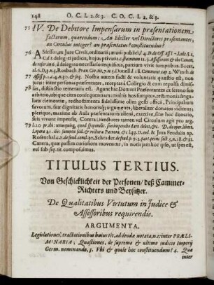 Titulus Tertius. Von Geschicklichkeit der Personen, deß Cammer-Richters und Beysitzer