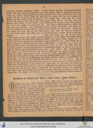 Umschau in Land und Welt (Juli 1887–Juni 1888).