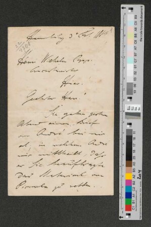 Brief an Konzertmeister Wilhelm Popp
