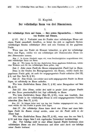 II. Kapitel. Der vollständige Raum von drei Dimensionen.