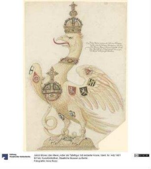 Adler als Tafelfigur mit verzierter Krone