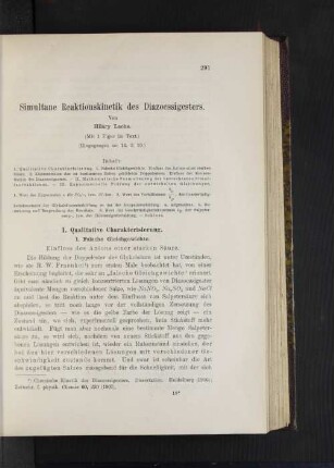Simultane Reaktionskinetik des Diazoessigesters.
