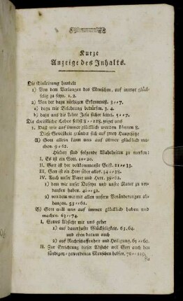 Kurze Anzeige des Inhalts.