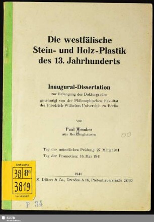 Die westfälische Stein- und Holz-Plastik des 13. Jahrhunderts