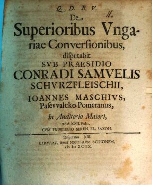 De superioribus Ungariae conversionibus