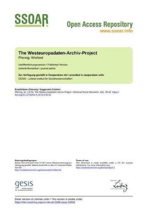 The Westeuropadaten-Archiv-Project