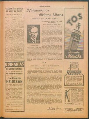 Hojeando los últimos libros : Comentarios por Anibal Ponce